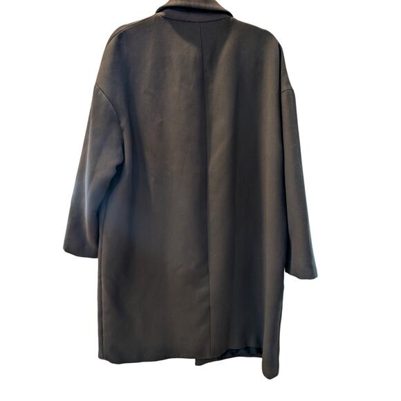 ZARA Oversized Brown Longline Coat Wool Look Lined Womens XL Pea Coat Winter - Picture 3 of 7